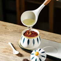Bocaux à condiments en céramique de cuisine avec couvercles et cuillères, ensemble de pots à épices en porcelaine de style japonais pour sel, épices, poivre, sucre