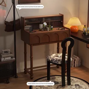 Table de maquillage <span class=keywords><strong>vintage</strong></span> française en bois massif moderne avec 2 tiroirs MYUZ MYUZ-COCO-040 Porte à panneau plat Meubles de maison Salon - Product Image 4
