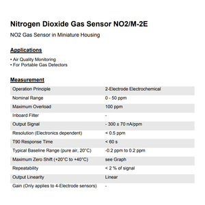 เซ็นเซอร์ก๊าซไนโตรเจนไดออกไซด์ Membrapor รุ่น NO2/M-2E 0-50 ppm แบบอิเล็กโทรเคมี สำหรับการตรวจสอบคุณภาพอากาศ - Product Image 1
