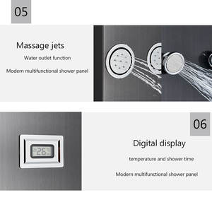 <span class=keywords><strong>Panel</strong></span> de ducha negro con estante de almacenamiento, juego de grifo de ducha de lluvia, columna de ducha de baño de chorro de masaje SPA, torre de grifo mezclador de <span class=keywords><strong>bañera</strong></span> - Product Image 5