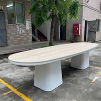 Marmor-Effekt Tischplatte Rostfreie Outdoor-Möbel Hof- und Park-Möbel Zeitgenössisches Aluminium-Esstisch-Set für Draußen