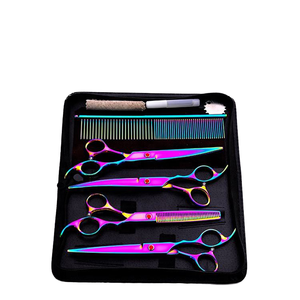 Kit de ciseaux de toilettage pour chiens de haute qualité, 7 pouces, en acier inoxydable, écologique, multicolores, pour petits animaux - Product Image 1