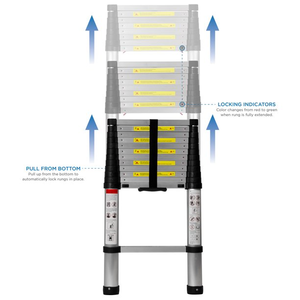 บันไดอลูมิเนียมพับได้แบบยืดหดได้ 3.8 เมตร 13 ขั้น ปิดแบบนุ่มนวล <span class=keywords><strong>Escada</strong></span> De Aluminio TL - Product Image 3