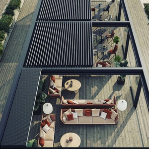 Gazebo électrique moderne en aluminium 6063 OEM avec toit à lamelles courbées et télécommande - Product Image 2