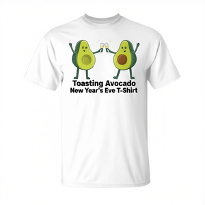 T-shirt Toasting Avocado per la vigilia di Capodanno, per adulti, unisex, bianca, 100% cotone - Product Image 2