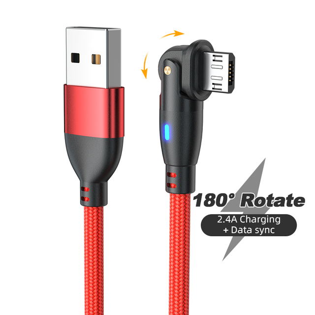 Mobile Phone Accessories USB Charge Cable Fast Charge Micro USB Cable 180 Degree Rotating Micro USB Charger Cable for Android