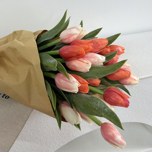 Tulipanes naranjas Flores artificiales Flores de imitación Tulipanes Flores Día DE LA MADRE Pascua Día de San Valentín Regalos Decoraciones de boda - Product Image 3