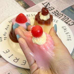 Torta di simulazione Kawaii TPR artigianato finti accessori per la casa delle bambole giocattolo di decompressione per spremere Cheesecake Squishy - Product Image 4