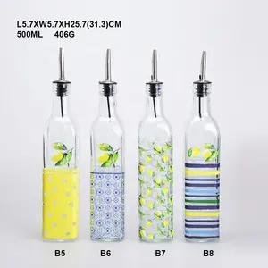 12oz Glass oil dispenser/spice holder Stainless Steel Nozzle Glass Oil Bottle / Vinegar Cruet
