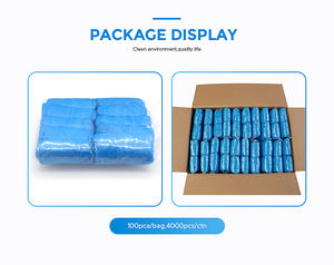 כיסוי נעל cpe פלסטיק הגנה כחולה עמיד למים אנטי להחליק משטח נעליים בית חולים 3 גרם\יחידה - Product Image 3