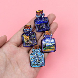 Set <span class=keywords><strong>de</strong></span> 4 Broches Esmaltados <span class=keywords><strong>de</strong></span> Botella <span class=keywords><strong>de</strong></span> los Deseos con Pinturas Famosas, Serie Van Gogh, Insignia Decorativa <span class=keywords><strong>de</strong></span> Arte Creativo, Regalo para Amantes del Arte - Product Image 2