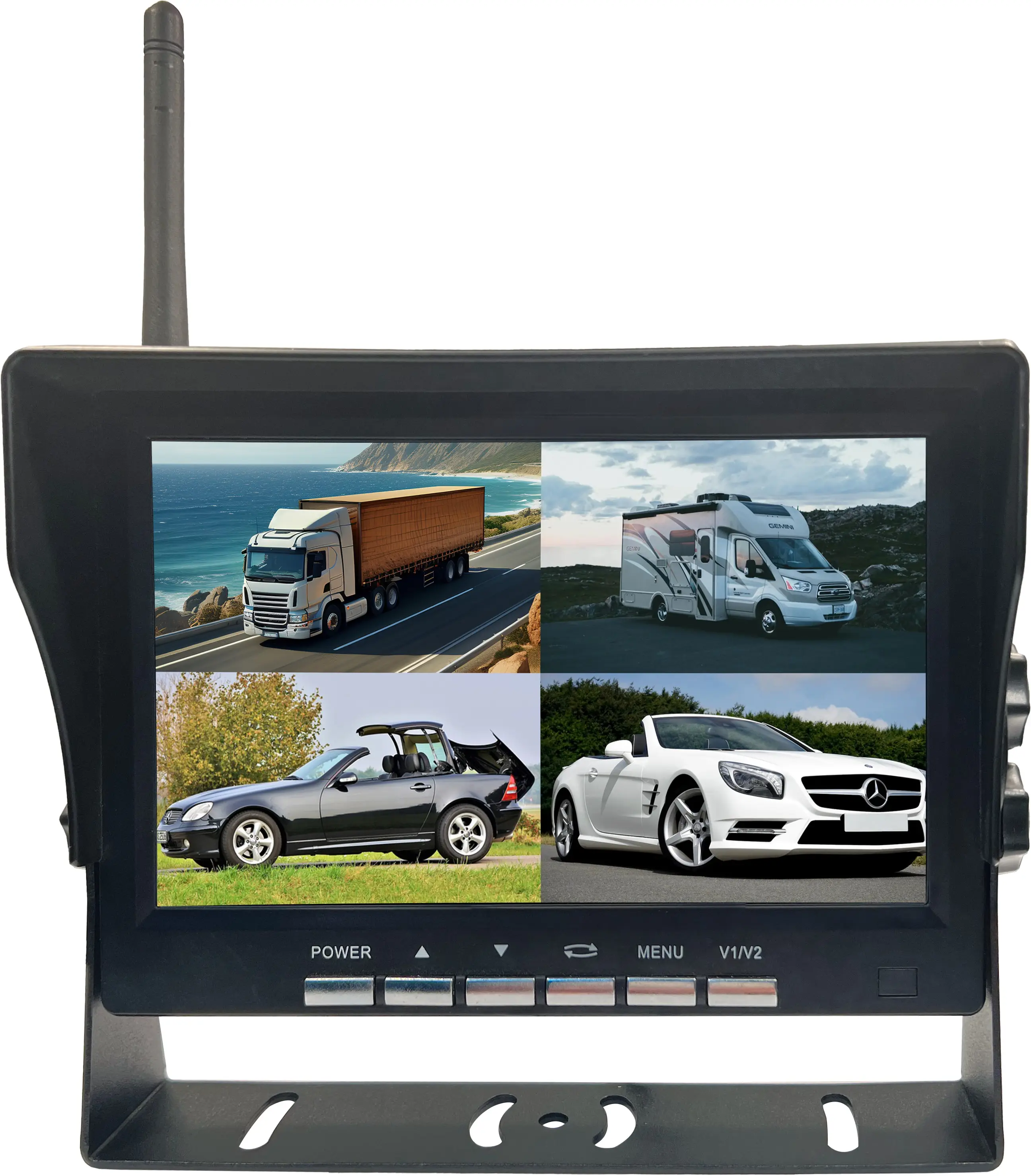 Il monitor retroviore per auto lcd wireless da 7 pollici supporta il registratore Dash Cam Dvr con doppia retromarcia anteriore da 8 lingue