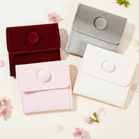 Pochette à bijoux carrée en feutre personnalisée, double face, avec rabat en peluche et fermeture à bouton-pression, tailles 7*7cm et 10*10cm