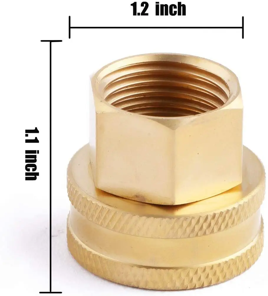 Selang Kebun Kuningan Bebas Timbal Berulir 3/4 "GHT To 1/2 NPT Sambungan Pas, Adaptor Konektor Putar Cepat Hijau Jempol