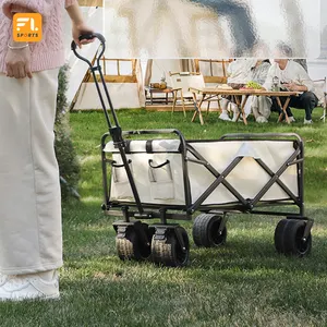 Outdoor Picnic Beach Camping Wagon Camping Cart Trolley Garden Trail Foldable Collapsible Folding Utility Cart Wagon