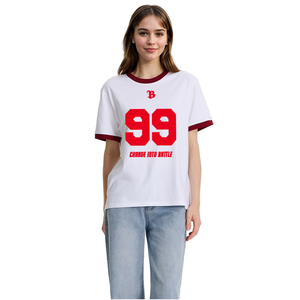 Estilo americano Retro Costura Contraste Color Impresión Camiseta de manga corta Unisex Verano Casual Deportes Top Suelto Personalizado - Product Image 1