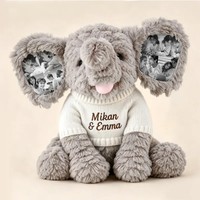 Peluche Éléphant Mignon Tricoté avec Pull, 23cm 30cm, Design Personnalisé, Animal en Peluche pour Enfants - Vente Chaude