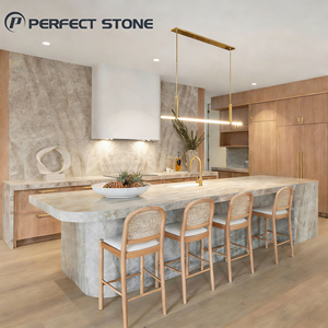 Isla de Cocina Moderna Personalizable PerfectStone Luxury Taj Mahal, Barra de Desayuno Minimalista para Villa de Lujo - Product Image 1