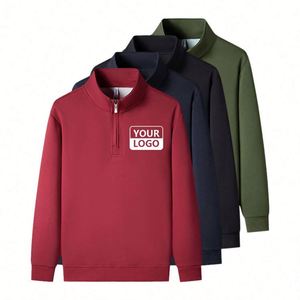 Customizable Solid Color Collar <b>Light</b> Weight Breathable Men's Hoodies High <b>Neck</b> Zip Sweatshirts - Product Image 6