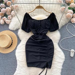 Nuovo Abito Casual da Donna alla Moda con Maniche Corte a Sbuffo in Damasco e Dettagli Arricciati - Product Image 5