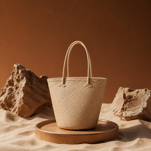 Eco-friendly <b>Straw</b> Tote <b>Bag</b> Solid Color Bohemian Style Open Top Custom Design Summer Beach Bali Women's Handbag - Product Image 1