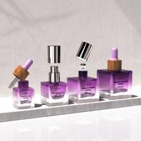 Nouvelles bouteilles en verre carrées pour soins de la peau avec logo personnalisé imprimé, 15 ml, 30 ml, 50 ml, flacon de sérum, flacon d'huile essentielle avec compte-gouttes