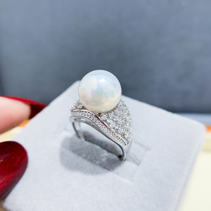 ขาตั้งแหวนเงินแท้ S925 สำหรับงาน DIY ประดับมุก ขนาด 25 มม. สวยงาม รองรับมุกขนาด 13-14 มม. แบบแบน รุ่น 10195 ตัวเว้นช่องสำหรับเครื่องประดับเงิน - Product Image 3