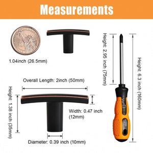 WEKIS Modern Simple Bedroom Dresser Cabinet Handle Black Gold Knurled Satin Brass T-<b>Bar</b> Kitchen Door <b>Pull</b> - Product Image 2