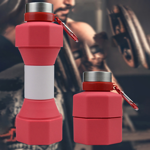 Barbell Design vente en gros pliant Silicone sport boisson bouteille d'eau Logo personnalisé conçu Grm Botella De Agua bouteille pliable - Product Image 6