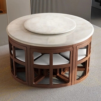 Juego de Comedor Moderno y Sencillo con Mesa Retráctil de Mármol y Sillas Plegables de Madera Maciza para Casa o Apartamento