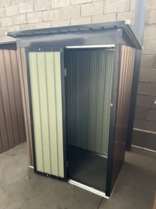 5*3 FT Hangar <span class=keywords><strong>de</strong></span> stockage extérieur Hangars <span class=keywords><strong>de</strong></span> stockage <span class=keywords><strong>de</strong></span> patio en métal avec portes verrouillables pour vélo, arrière-cour, piscine et jardin, marron - Product Image 4