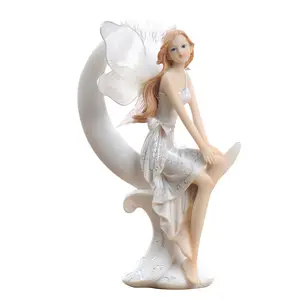 White Cardamom Flower Fairy Girl Angel Resin Decoration Creative Handicraft Home Accessories