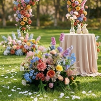 Composition florale artificielle en gros, rose, bleue et menthe mélangées, pour la décoration de jardin printanier, de mariage, de baby shower et de table de desserts