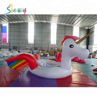 Flotteur gonflable énorme 55 cm, flamant rose/licorne, piscine d'island, pour fête, pour plus de 6 à 8 personnes