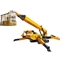 Mini-grue araignée à double alimentation avec flèche télescopique hydraulique pour levage de verre en intérieur, certifiée CE