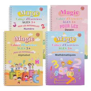 <span class=keywords><strong>Cuaderno</strong></span> de Práctica de Escritura Montessori en Francés para Niños, 4 Piezas, con Ranuras, Bolígrafo Mágico que Desaparece, <span class=keywords><strong>Cuaderno</strong></span> de Entrenamiento de Control para Dibujar - Product Image 1