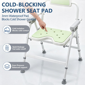 Chaise de douche pliable avec dossier réglable, siège de bain antidérapant pour personnes âgées, seniors, handicapées, femmes enceintes, capacité de charge de 150 kg - Product Image 4