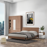 Lit double moderne en MDF et mélamine, design simple, pour la maison, en bois, taille King/Queen, ensemble de meubles de chambre à coucher avec rangement, pour ateliers