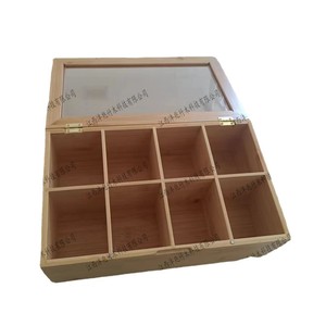 Caja de té de bambú con ventana transparente, tipo rejilla, rectangular, para almacenamiento de té y café, hecha de madera de bambú, con tapa transparente. - Product Image 2