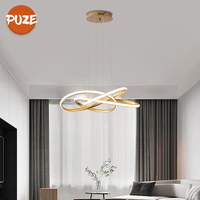 Lustre LED sur mesure au design simple, cercle doré, moderne, pour salon et chambre à coucher