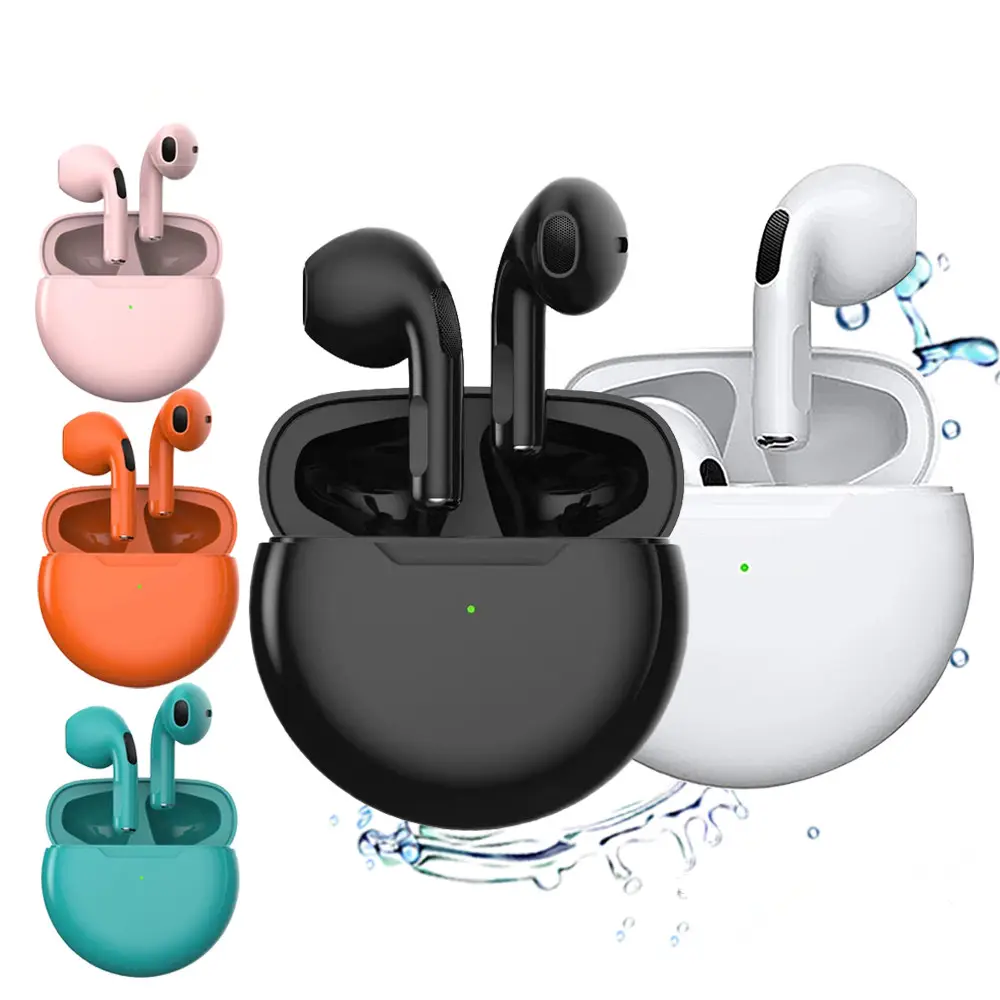 Full Custom Pro 6 Waterproof Wireless Headphones Tws Earbuds In Ear Airs Pro 4 5 Earphone For Apple Iphone Android