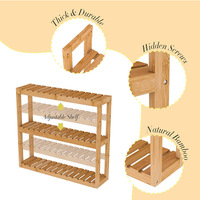 Étagère de rangement murale en bambou à 3 niveaux réglable, multifonctionnelle pour la maison, l'hôtel, écologique, logo personnalisé OEM