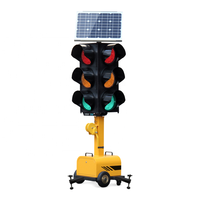 Feu de signalisation LED mobile temporaire Feu de signalisation solaire portable sans fil pour la construction de routes