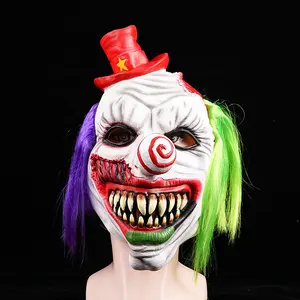 热销万圣节恐怖小丑面具万圣节恐怖现实成人乳胶动物面具Cosplay嘉年华派对道具面具