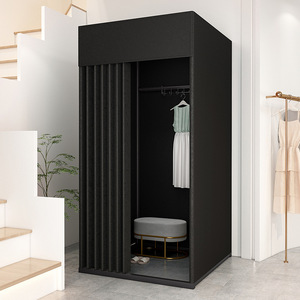 Detachable and Removable Simple Portable Folding <b>Square</b> Black <b>Gold</b> <b>Frame</b> Clothes Shop Fitting Room and Dressing Room - Product Image 3