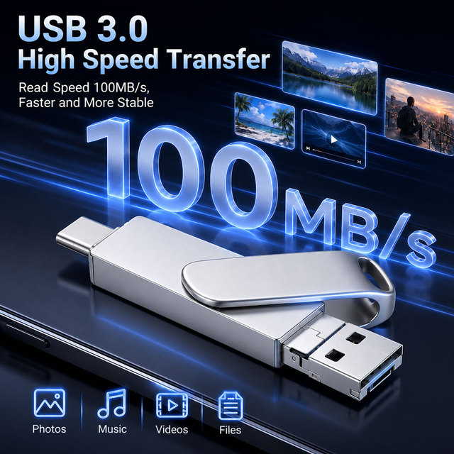 Nandstor OEM 3 in 1 Flash Metal Drive USB Memory Stick Thumb Drive OTG USB Drive for IPhone/Android Multi Interface Pendrive