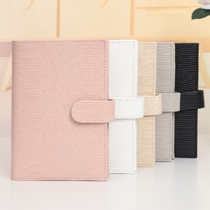 Best Seller A6 kertenkele yüzük bütçe bağlayıcı cüzdan düğme gündem planlayıcısı Ins <span class=keywords><strong>Etsy</strong></span> FB TK siyah beyaz gri pembe bej deri kılıf - Product Image 3