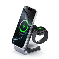 Chargeur sans fil magnétique 3-en-1 pliable en alliage d'aluminium certifié .2 25W avec protection OVP et OTP ignifuge pour montre et écouteurs