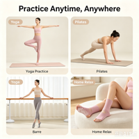 Chaussettes de yoga pour femmes à bout ouvert et talon ouvert, antidérapantes avec points de grip, pour Pilates et Barre, en tricot doux, antidérapantes, pour le fitness, logo personnalisé OEM
