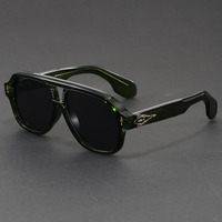 Lunettes de soleil surdimensionnées rétro en acétate avec logo personnalisé, style pilote à double barre, pour hommes, tendance, protection UV400, pour sports de plein air